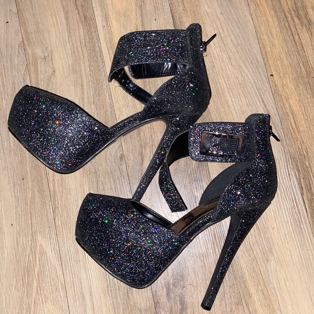 Glittery platform heels